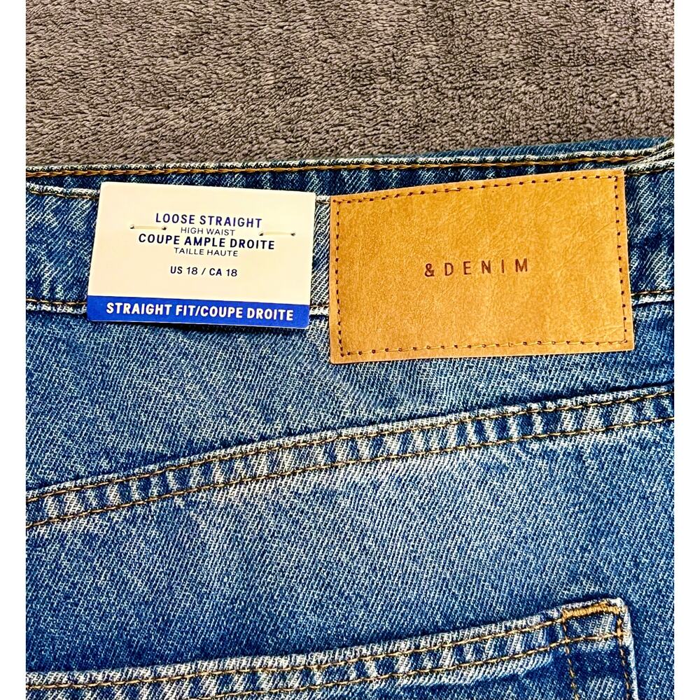 NWT H&M Denim Loose Straight High Waist Womens Jeans Size 18 - Picture 2 of 9